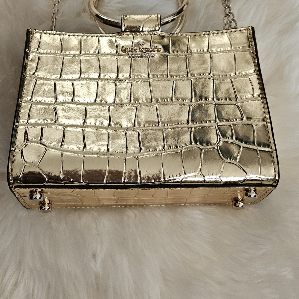 Kate Spade Gold Croc-Embossed Women's Bag - Picture 3 of 6